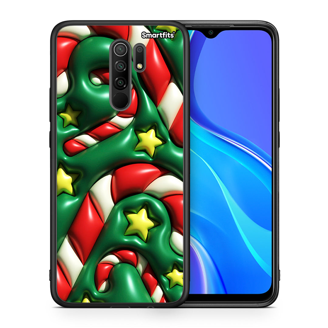 Θήκη Xiaomi Redmi 9/9 Prime Christmas Bubbles από τη Smartfits με σχέδιο στο πίσω μέρος και μαύρο περίβλημα | Xiaomi Redmi 9/9 Prime Christmas Bubbles case with colorful back and black bezels