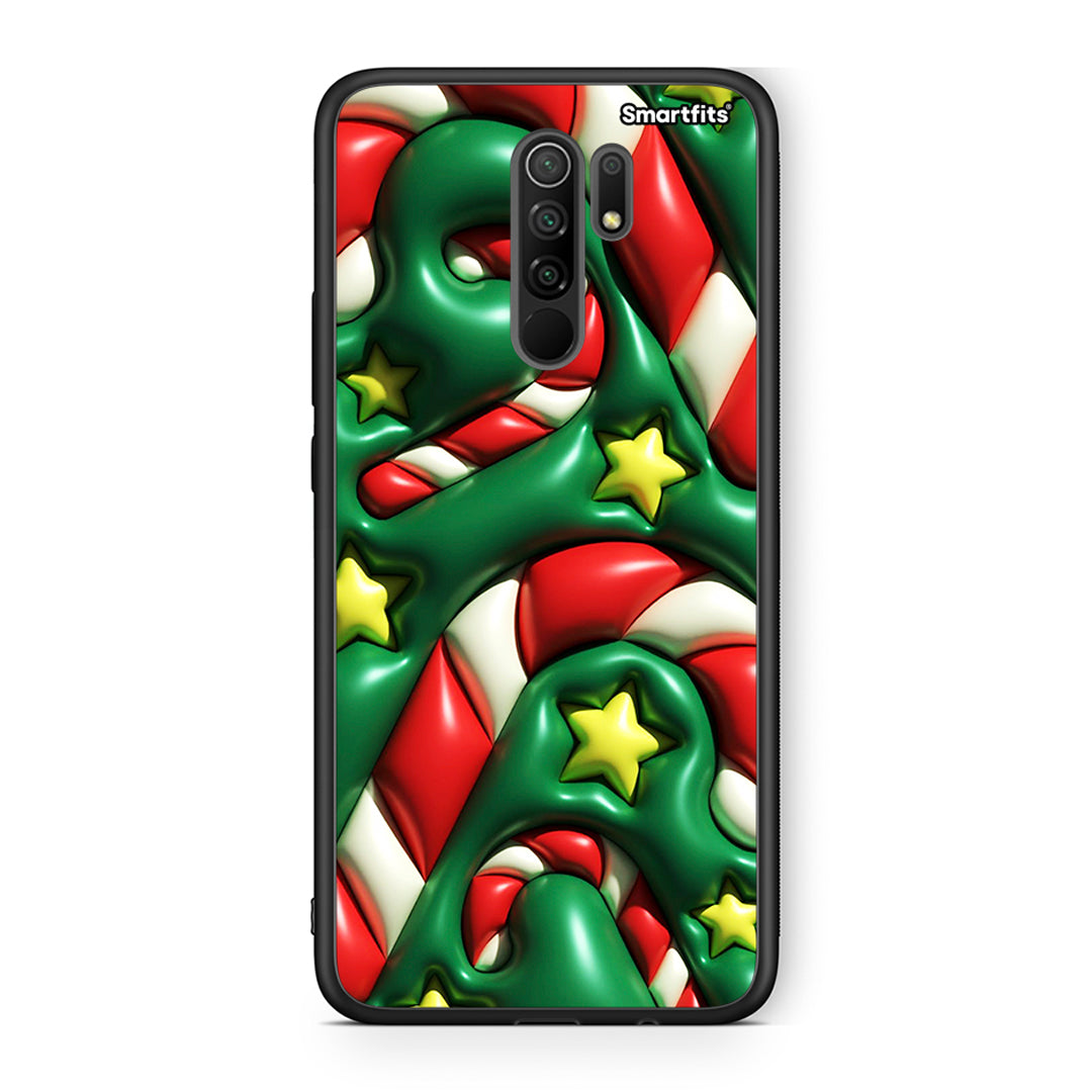 Xiaomi Redmi 9/9 Prime Christmas Bubbles θήκη από τη Smartfits με σχέδιο στο πίσω μέρος και μαύρο περίβλημα | Smartphone case with colorful back and black bezels by Smartfits