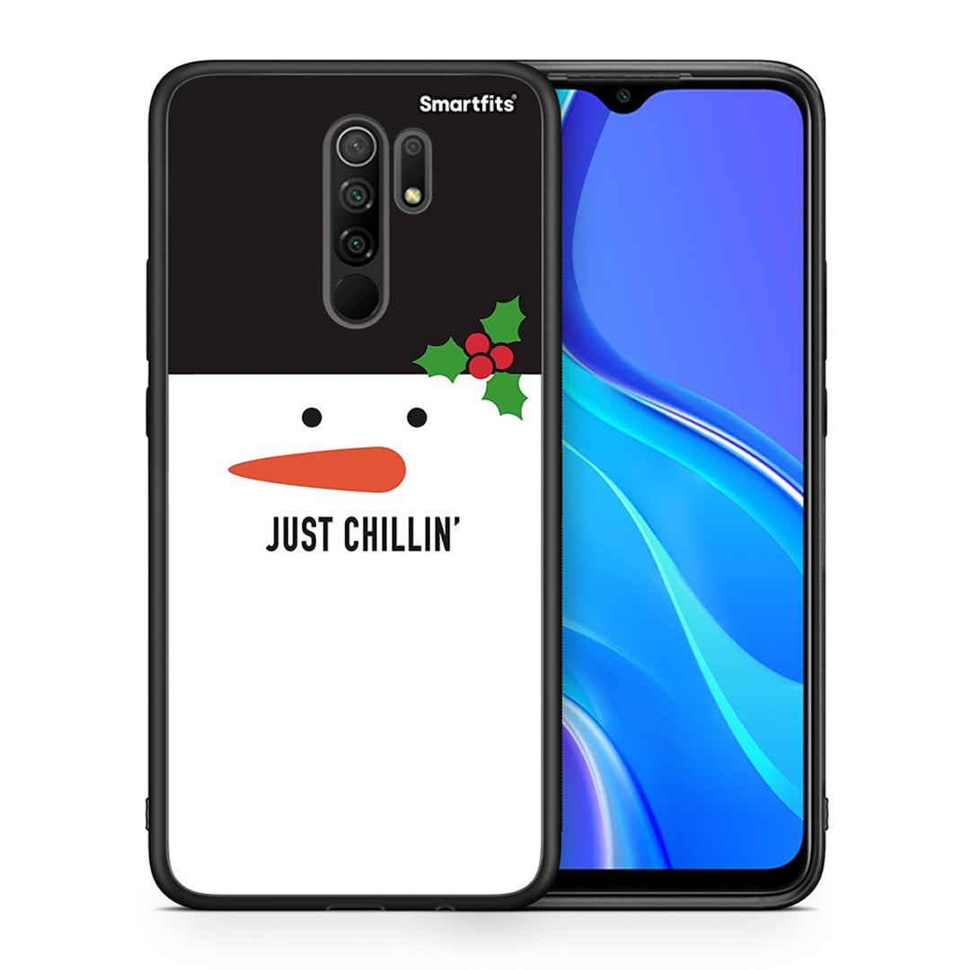 Θήκη Xiaomi Redmi 9/9 Prime Christmas Chillin από τη Smartfits με σχέδιο στο πίσω μέρος και μαύρο περίβλημα | Xiaomi Redmi 9/9 Prime Christmas Chillin case with colorful back and black bezels