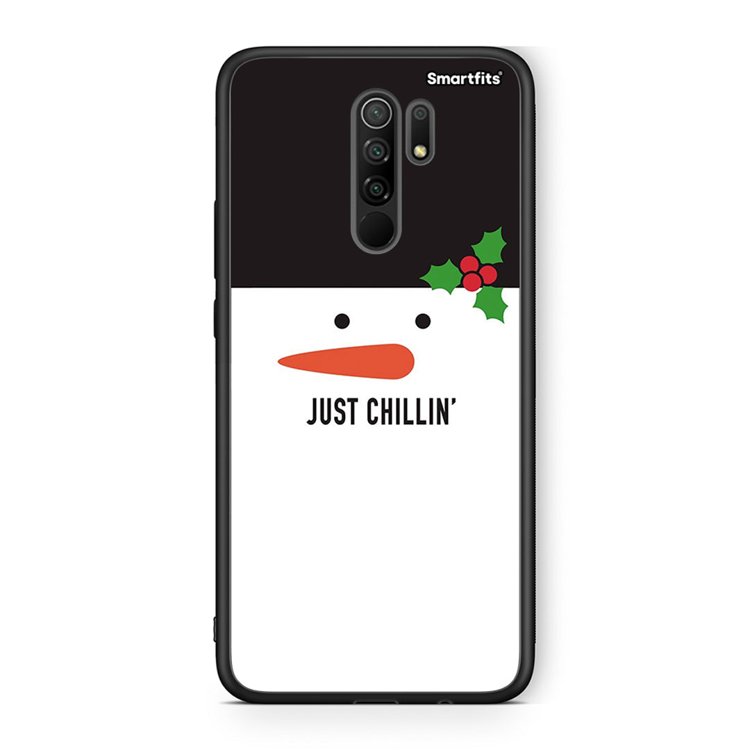 Xiaomi Redmi 9/9 Prime Christmas Chillin θήκη από τη Smartfits με σχέδιο στο πίσω μέρος και μαύρο περίβλημα | Smartphone case with colorful back and black bezels by Smartfits