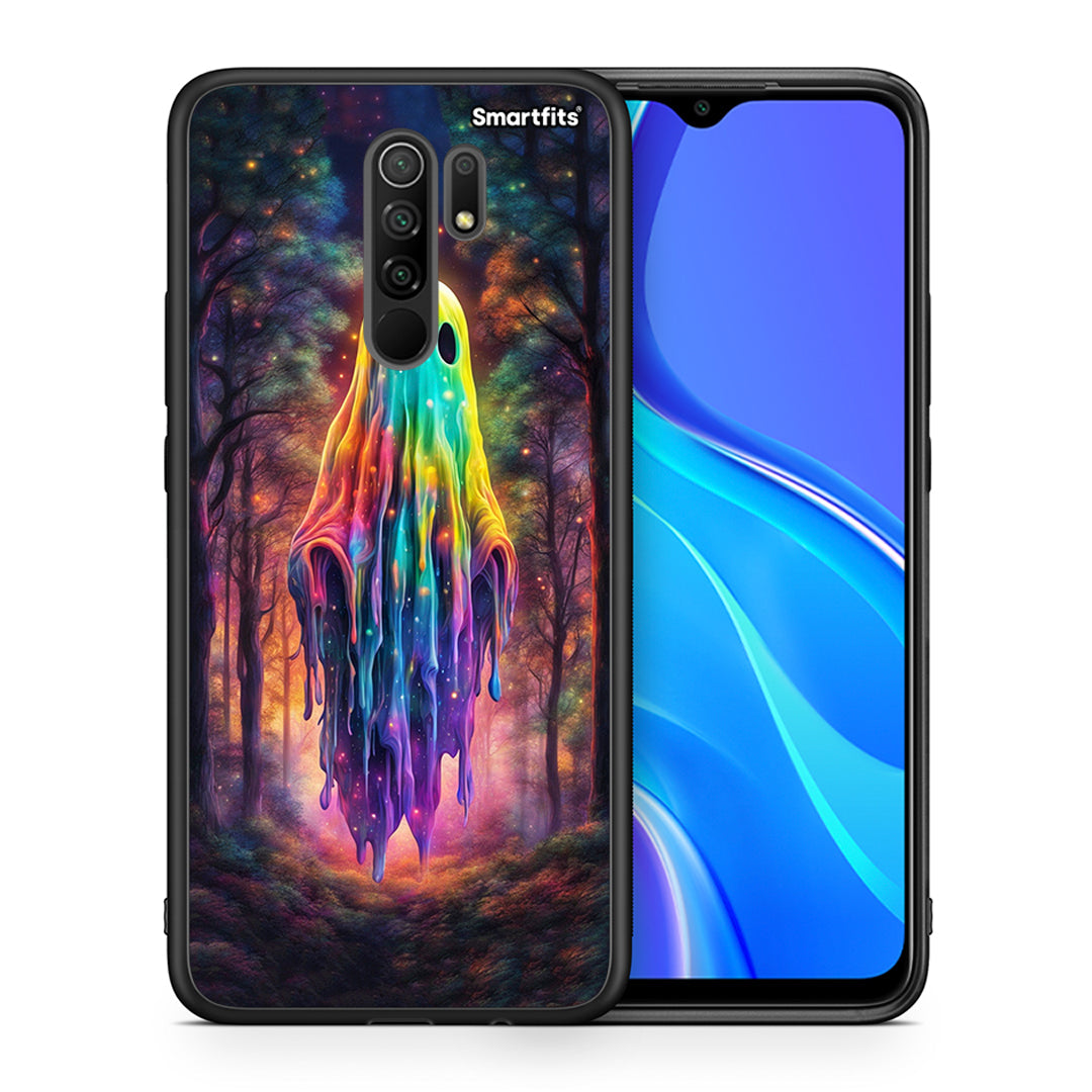 Θήκη Xiaomi Redmi 9/9 Prime Halloween Ghost από τη Smartfits με σχέδιο στο πίσω μέρος και μαύρο περίβλημα | Xiaomi Redmi 9/9 Prime Halloween Ghost case with colorful back and black bezels