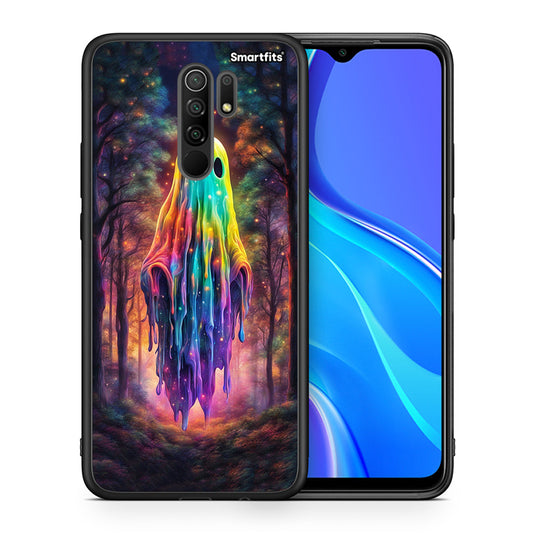 Θήκη Xiaomi Redmi 9/9 Prime Halloween Ghost από τη Smartfits με σχέδιο στο πίσω μέρος και μαύρο περίβλημα | Xiaomi Redmi 9/9 Prime Halloween Ghost case with colorful back and black bezels