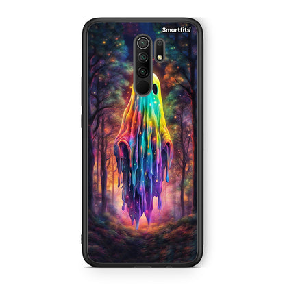 Xiaomi Redmi 9/9 Prime Halloween Ghost θήκη από τη Smartfits με σχέδιο στο πίσω μέρος και μαύρο περίβλημα | Smartphone case with colorful back and black bezels by Smartfits