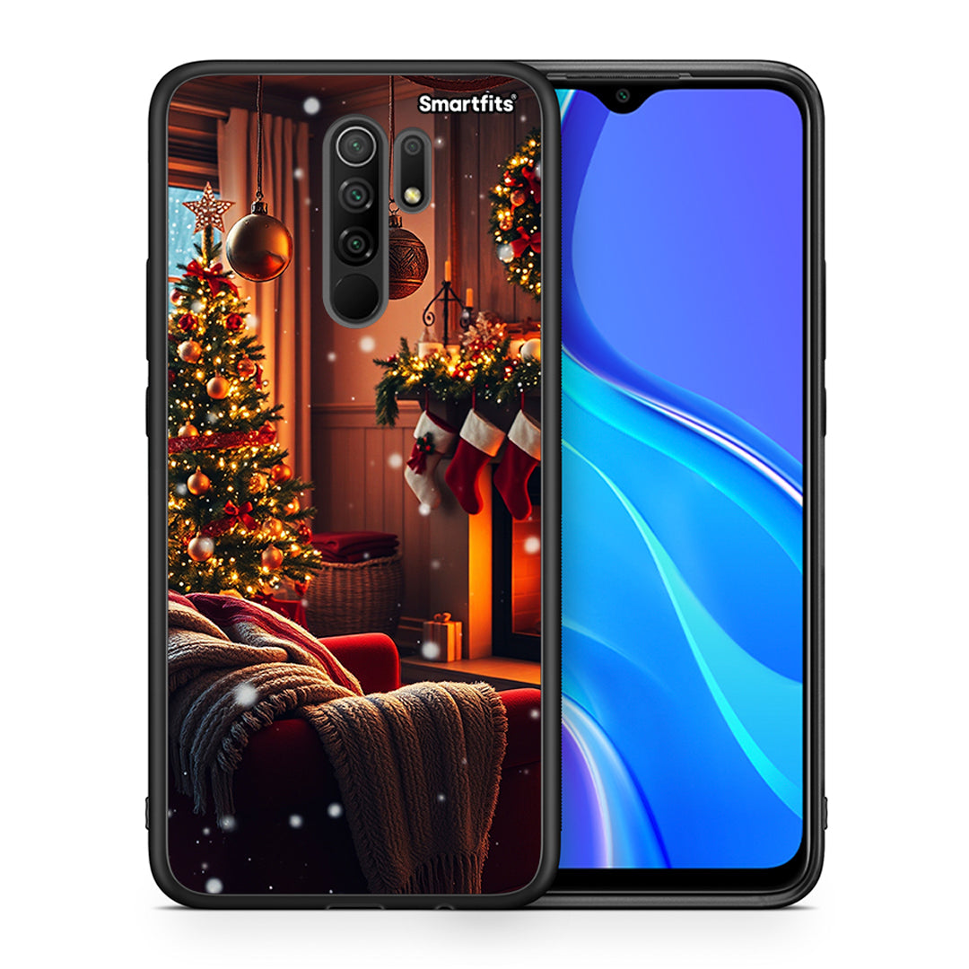 Θήκη Xiaomi Redmi 9/9 Prime Home For Christmas από τη Smartfits με σχέδιο στο πίσω μέρος και μαύρο περίβλημα | Xiaomi Redmi 9/9 Prime Home For Christmas case with colorful back and black bezels