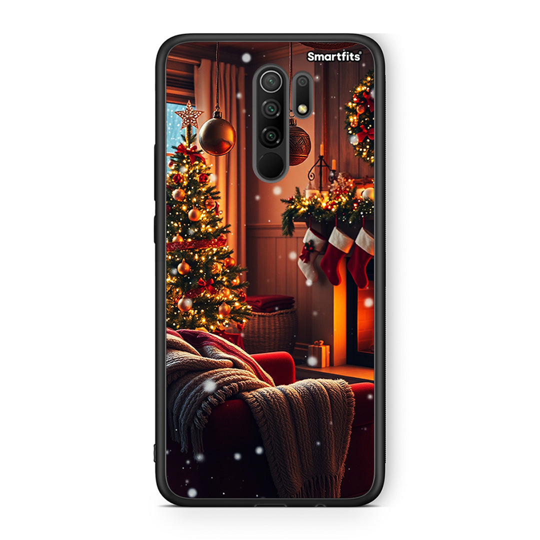 Xiaomi Redmi 9/9 Prime Home For Christmas θήκη από τη Smartfits με σχέδιο στο πίσω μέρος και μαύρο περίβλημα | Smartphone case with colorful back and black bezels by Smartfits