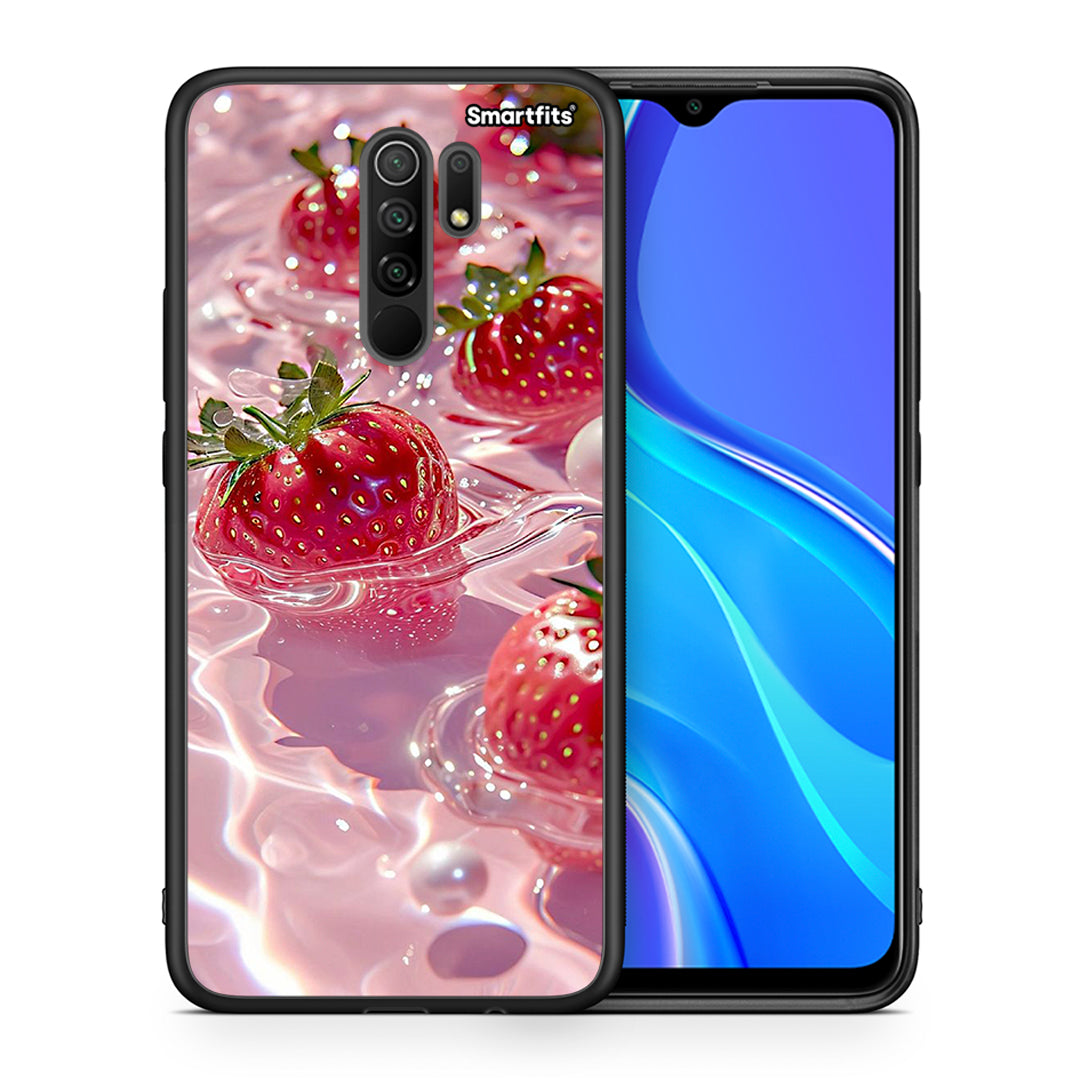 Θήκη Xiaomi Redmi 9/9 Prime Juicy Strawberries από τη Smartfits με σχέδιο στο πίσω μέρος και μαύρο περίβλημα | Xiaomi Redmi 9/9 Prime Juicy Strawberries case with colorful back and black bezels