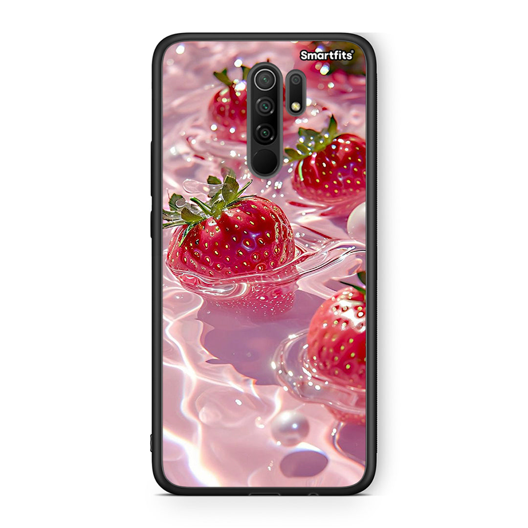 Xiaomi Redmi 9/9 Prime Juicy Strawberries θήκη από τη Smartfits με σχέδιο στο πίσω μέρος και μαύρο περίβλημα | Smartphone case with colorful back and black bezels by Smartfits
