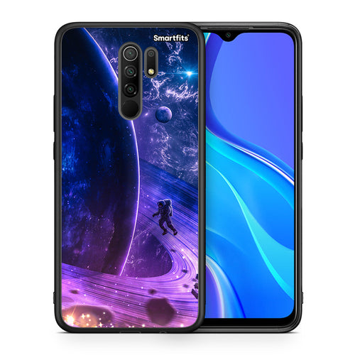 Θήκη Xiaomi Redmi 9/9 Prime Lost Astronaut από τη Smartfits με σχέδιο στο πίσω μέρος και μαύρο περίβλημα | Xiaomi Redmi 9/9 Prime Lost Astronaut case with colorful back and black bezels