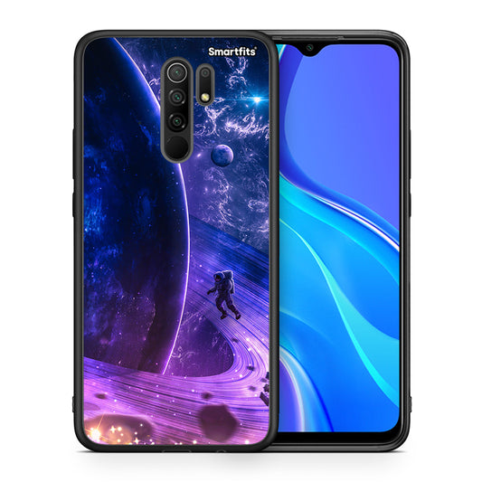 Θήκη Xiaomi Redmi 9/9 Prime Lost Astronaut από τη Smartfits με σχέδιο στο πίσω μέρος και μαύρο περίβλημα | Xiaomi Redmi 9/9 Prime Lost Astronaut case with colorful back and black bezels