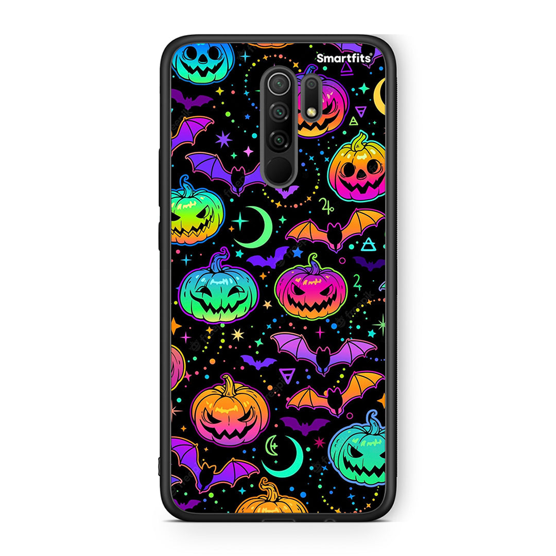 Xiaomi Redmi 9/9 Prime Neon Halloween θήκη από τη Smartfits με σχέδιο στο πίσω μέρος και μαύρο περίβλημα | Smartphone case with colorful back and black bezels by Smartfits