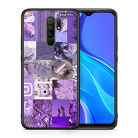 Thumbnail for Θήκη Xiaomi Redmi 9/9 Prime Purple Aesthetic Collage από τη Smartfits με σχέδιο στο πίσω μέρος και μαύρο περίβλημα | Xiaomi Redmi 9/9 Prime Purple Aesthetic Collage case with colorful back and black bezels