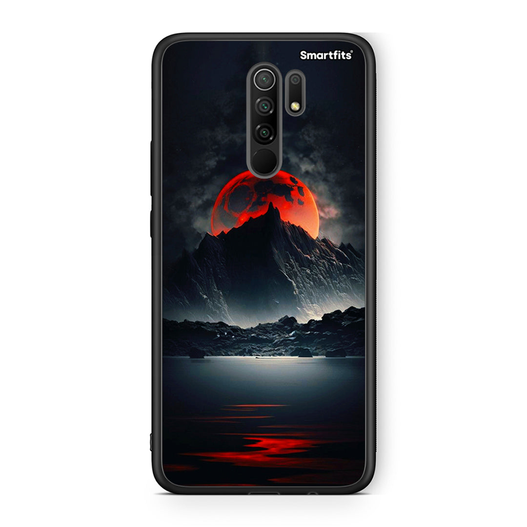 Xiaomi Redmi 9/9 Prime Red Full Moon θήκη από τη Smartfits με σχέδιο στο πίσω μέρος και μαύρο περίβλημα | Smartphone case with colorful back and black bezels by Smartfits