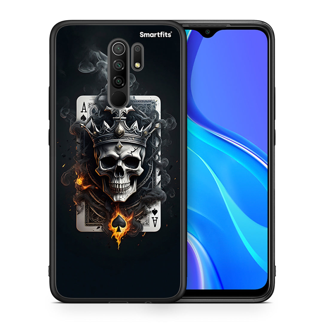 Θήκη Xiaomi Redmi 9/9 Prime Skull King Ace από τη Smartfits με σχέδιο στο πίσω μέρος και μαύρο περίβλημα | Xiaomi Redmi 9/9 Prime Skull King Ace case with colorful back and black bezels