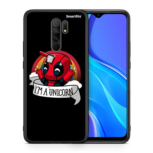 Θήκη Xiaomi Redmi 9/9 Prime Unicorn Deadpool από τη Smartfits με σχέδιο στο πίσω μέρος και μαύρο περίβλημα | Xiaomi Redmi 9/9 Prime Unicorn Deadpool case with colorful back and black bezels