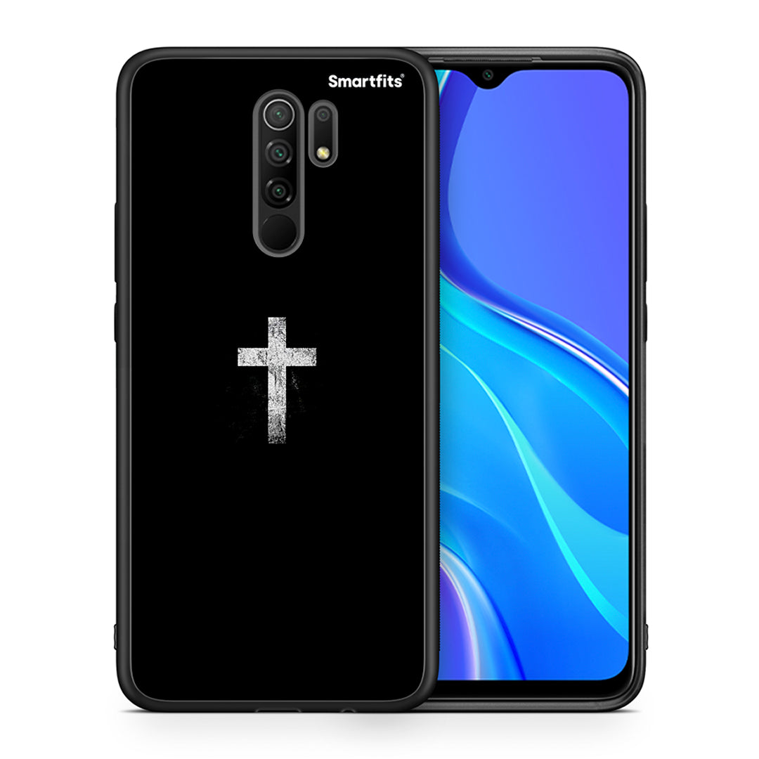 Θήκη Xiaomi Redmi 9/9 Prime White Cross από τη Smartfits με σχέδιο στο πίσω μέρος και μαύρο περίβλημα | Xiaomi Redmi 9/9 Prime White Cross case with colorful back and black bezels