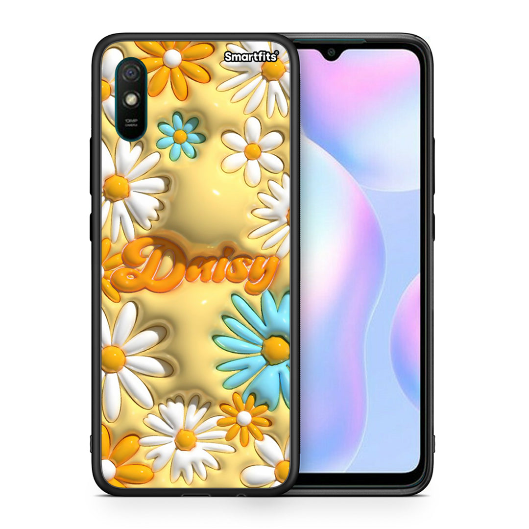 Θήκη Xiaomi Redmi 9A Bubble Daisies από τη Smartfits με σχέδιο στο πίσω μέρος και μαύρο περίβλημα | Xiaomi Redmi 9A Bubble Daisies case with colorful back and black bezels