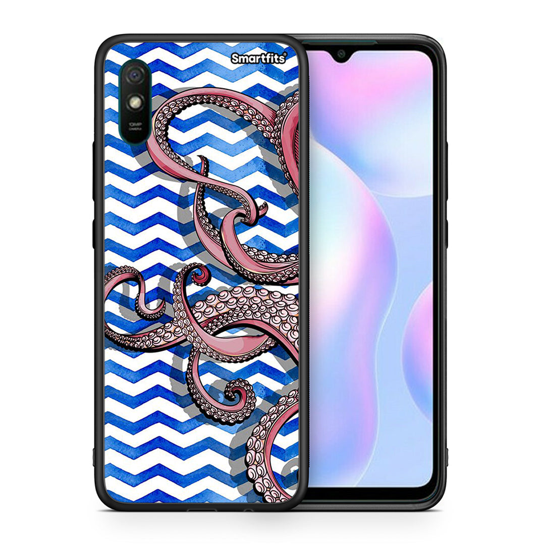 Θήκη Xiaomi Redmi 9A Chevron Devilfish από τη Smartfits με σχέδιο στο πίσω μέρος και μαύρο περίβλημα | Xiaomi Redmi 9A Chevron Devilfish case with colorful back and black bezels