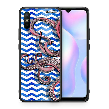 Θήκη Xiaomi Redmi 9A Chevron Devilfish από τη Smartfits με σχέδιο στο πίσω μέρος και μαύρο περίβλημα | Xiaomi Redmi 9A Chevron Devilfish case with colorful back and black bezels