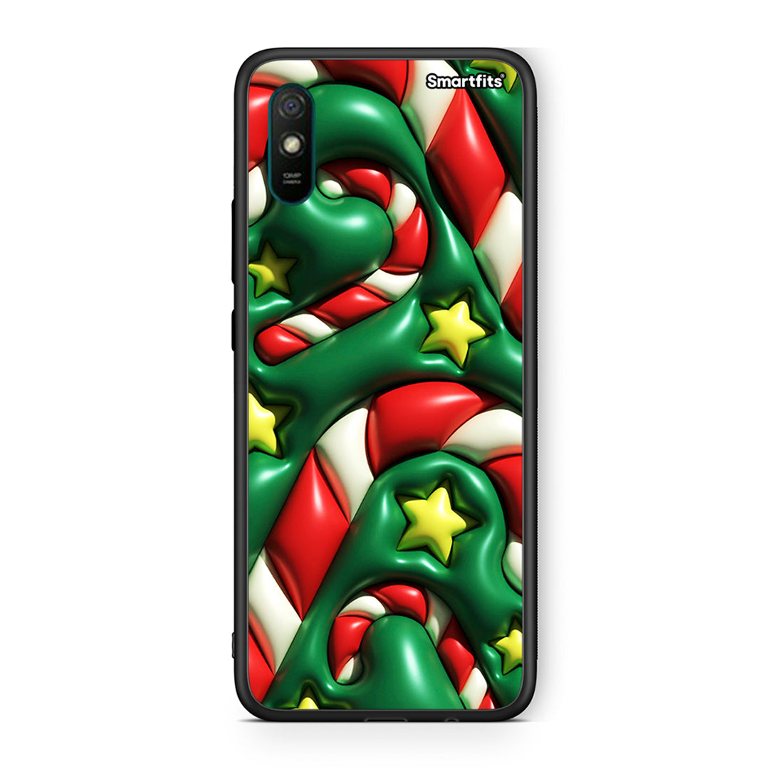 Xiaomi Redmi 9A Christmas Bubbles θήκη από τη Smartfits με σχέδιο στο πίσω μέρος και μαύρο περίβλημα | Smartphone case with colorful back and black bezels by Smartfits