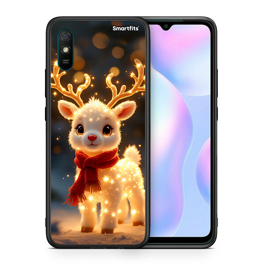 Θήκη Xiaomi Redmi 9A Christmas Cutie από τη Smartfits με σχέδιο στο πίσω μέρος και μαύρο περίβλημα | Xiaomi Redmi 9A Christmas Cutie case with colorful back and black bezels