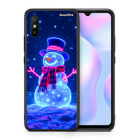 Thumbnail for Θήκη Xiaomi Redmi 9A Christmas Neon Snowman από τη Smartfits με σχέδιο στο πίσω μέρος και μαύρο περίβλημα | Xiaomi Redmi 9A Christmas Neon Snowman case with colorful back and black bezels