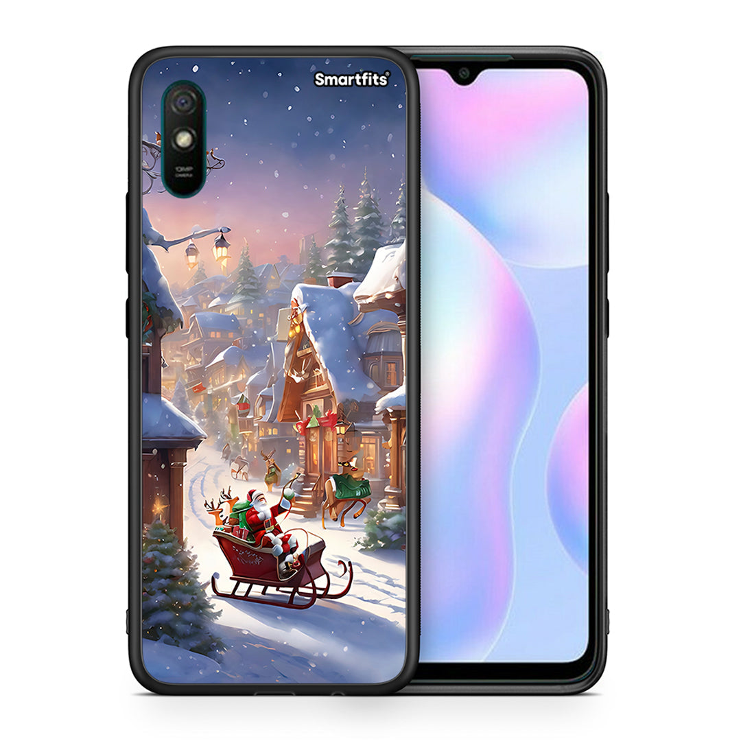 Θήκη Xiaomi Redmi 9A Christmas Snow από τη Smartfits με σχέδιο στο πίσω μέρος και μαύρο περίβλημα | Xiaomi Redmi 9A Christmas Snow case with colorful back and black bezels