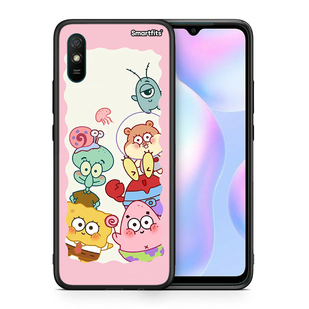 Θήκη Xiaomi Redmi 9A Cute Companion από τη Smartfits με σχέδιο στο πίσω μέρος και μαύρο περίβλημα | Xiaomi Redmi 9A Cute Companion case with colorful back and black bezels