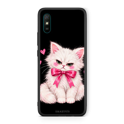 Θήκη Xiaomi Redmi 9A / 9AT Grumpy Party Kitten on Black από τη Smartfits με σχέδιο στο πίσω μέρος και μαύρο περίβλημα | Xiaomi Redmi 9A / 9AT Grumpy Party Kitten on Black case with colorful back and black bezels