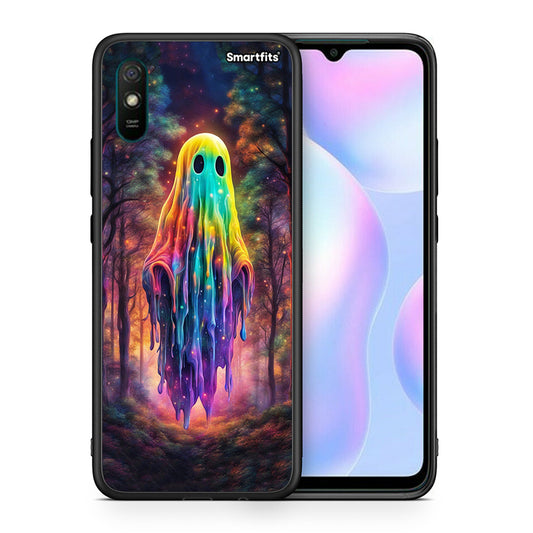 Θήκη Xiaomi Redmi 9A Halloween Ghost από τη Smartfits με σχέδιο στο πίσω μέρος και μαύρο περίβλημα | Xiaomi Redmi 9A Halloween Ghost case with colorful back and black bezels
