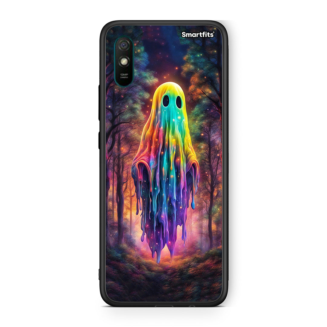 Xiaomi Redmi 9A Halloween Ghost θήκη από τη Smartfits με σχέδιο στο πίσω μέρος και μαύρο περίβλημα | Smartphone case with colorful back and black bezels by Smartfits