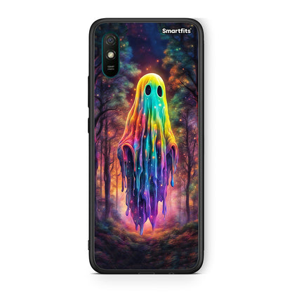 Xiaomi Redmi 9A Halloween Ghost θήκη από τη Smartfits με σχέδιο στο πίσω μέρος και μαύρο περίβλημα | Smartphone case with colorful back and black bezels by Smartfits
