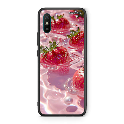 Xiaomi Redmi 9A Juicy Strawberries θήκη από τη Smartfits με σχέδιο στο πίσω μέρος και μαύρο περίβλημα | Smartphone case with colorful back and black bezels by Smartfits