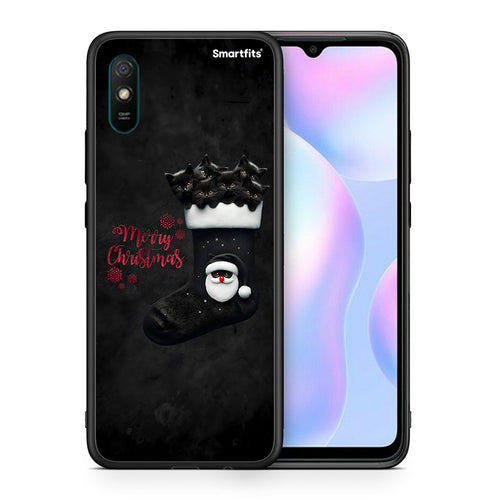 Θήκη Xiaomi Redmi 9A Merry Cat Christmas από τη Smartfits με σχέδιο στο πίσω μέρος και μαύρο περίβλημα | Xiaomi Redmi 9A Merry Cat Christmas case with colorful back and black bezels
