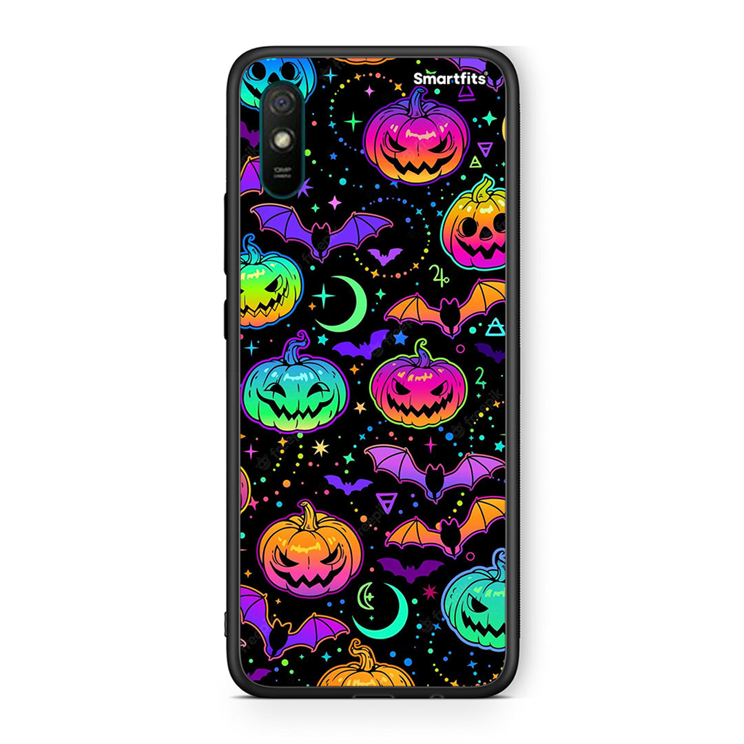 Xiaomi Redmi 9A Neon Halloween θήκη από τη Smartfits με σχέδιο στο πίσω μέρος και μαύρο περίβλημα | Smartphone case with colorful back and black bezels by Smartfits