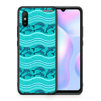 Thumbnail for Θήκη Xiaomi Redmi 9A Swimming Dolphins από τη Smartfits με σχέδιο στο πίσω μέρος και μαύρο περίβλημα | Xiaomi Redmi 9A Swimming Dolphins case with colorful back and black bezels