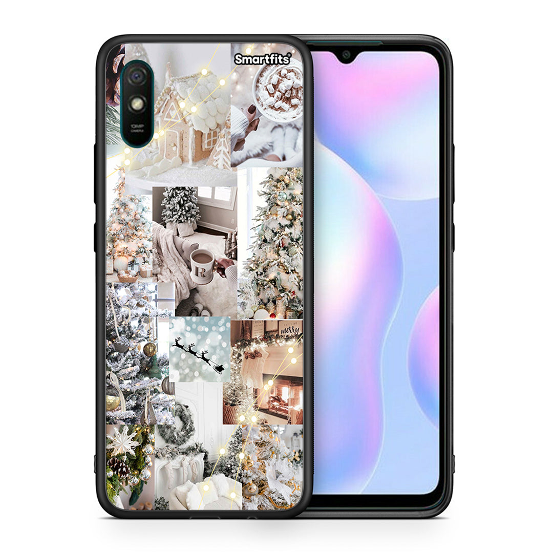 Θήκη Xiaomi Redmi 9A White Christmas από τη Smartfits με σχέδιο στο πίσω μέρος και μαύρο περίβλημα | Xiaomi Redmi 9A White Christmas case with colorful back and black bezels