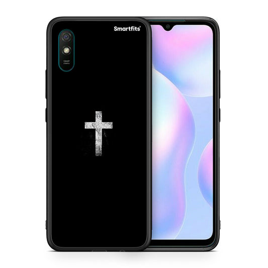 Θήκη Xiaomi Redmi 9A White Cross από τη Smartfits με σχέδιο στο πίσω μέρος και μαύρο περίβλημα | Xiaomi Redmi 9A White Cross case with colorful back and black bezels