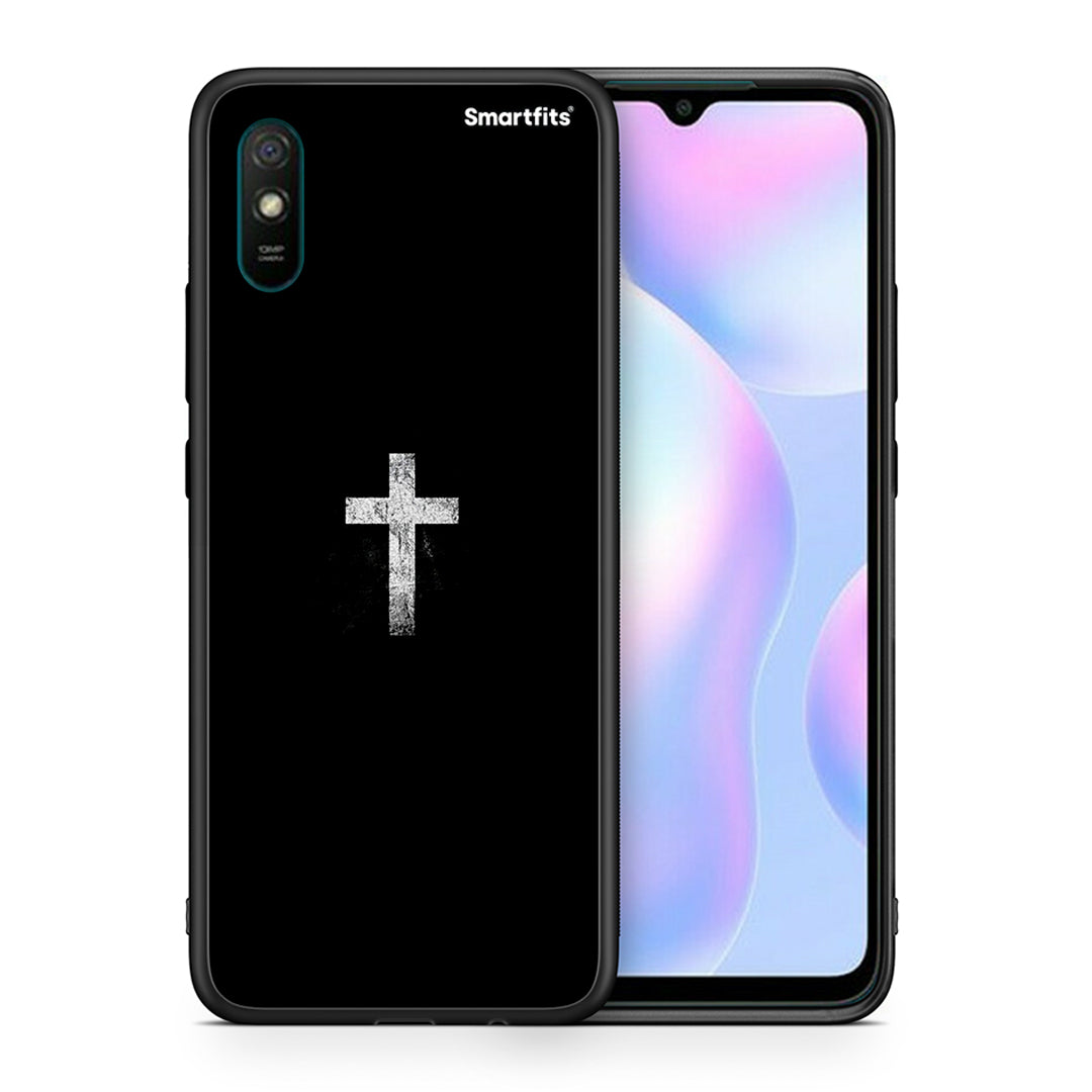 Θήκη Xiaomi Redmi 9A White Cross από τη Smartfits με σχέδιο στο πίσω μέρος και μαύρο περίβλημα | Xiaomi Redmi 9A White Cross case with colorful back and black bezels