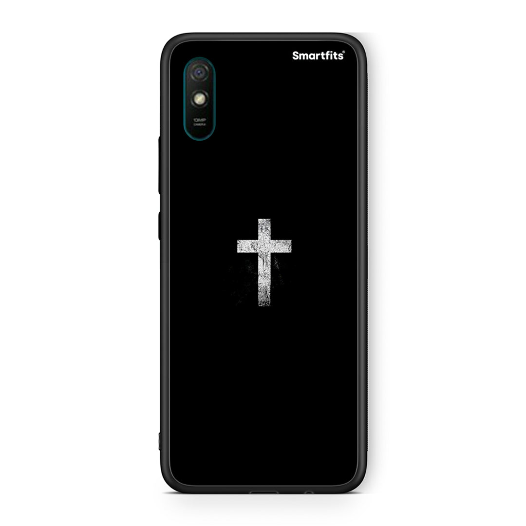 Xiaomi Redmi 9A White Cross θήκη από τη Smartfits με σχέδιο στο πίσω μέρος και μαύρο περίβλημα | Smartphone case with colorful back and black bezels by Smartfits