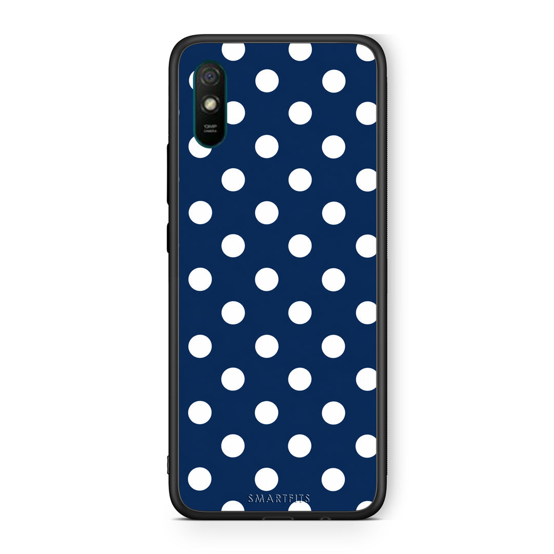 Θήκη Xiaomi Redmi 9A / 9AT White Large Polka Dots on Navy από τη Smartfits με σχέδιο στο πίσω μέρος και μαύρο περίβλημα | Xiaomi Redmi 9A / 9AT White Large Polka Dots on Navy case with colorful back and black bezels