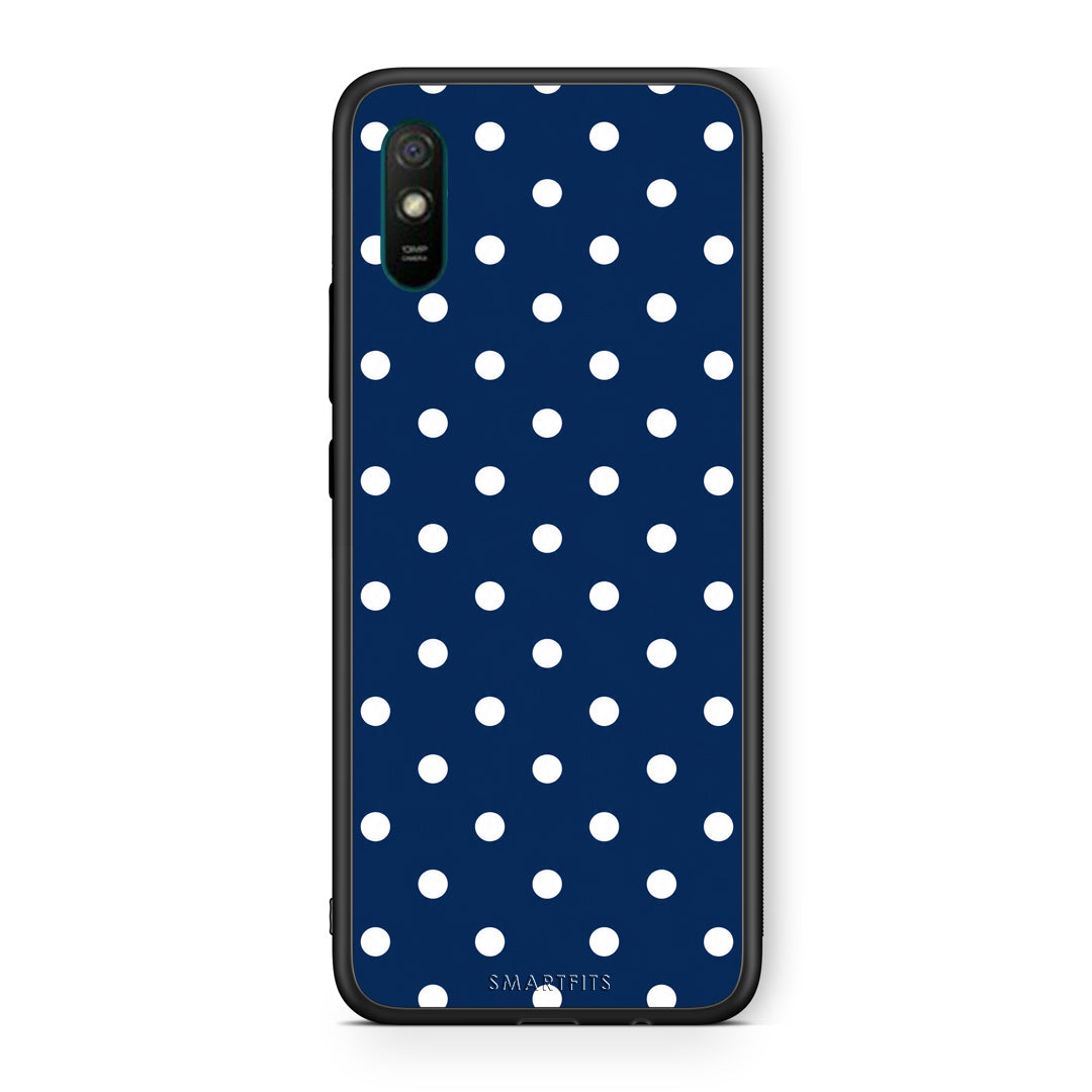 Θήκη Xiaomi Redmi 9A / 9AT White Small Polka Dots on Navy από τη Smartfits με σχέδιο στο πίσω μέρος και μαύρο περίβλημα | Xiaomi Redmi 9A / 9AT White Small Polka Dots on Navy case with colorful back and black bezels