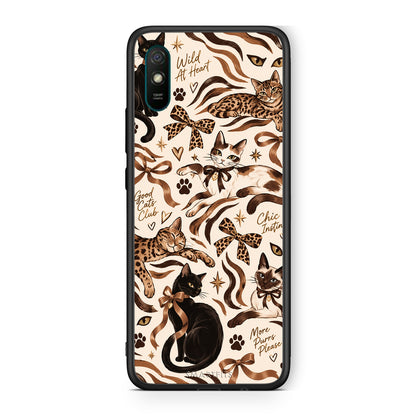 Θήκη Xiaomi Redmi 9A / 9AT Wild Cats and Animal Print Collage από τη Smartfits με σχέδιο στο πίσω μέρος και μαύρο περίβλημα | Xiaomi Redmi 9A / 9AT Wild Cats and Animal Print Collage case with colorful back and black bezels