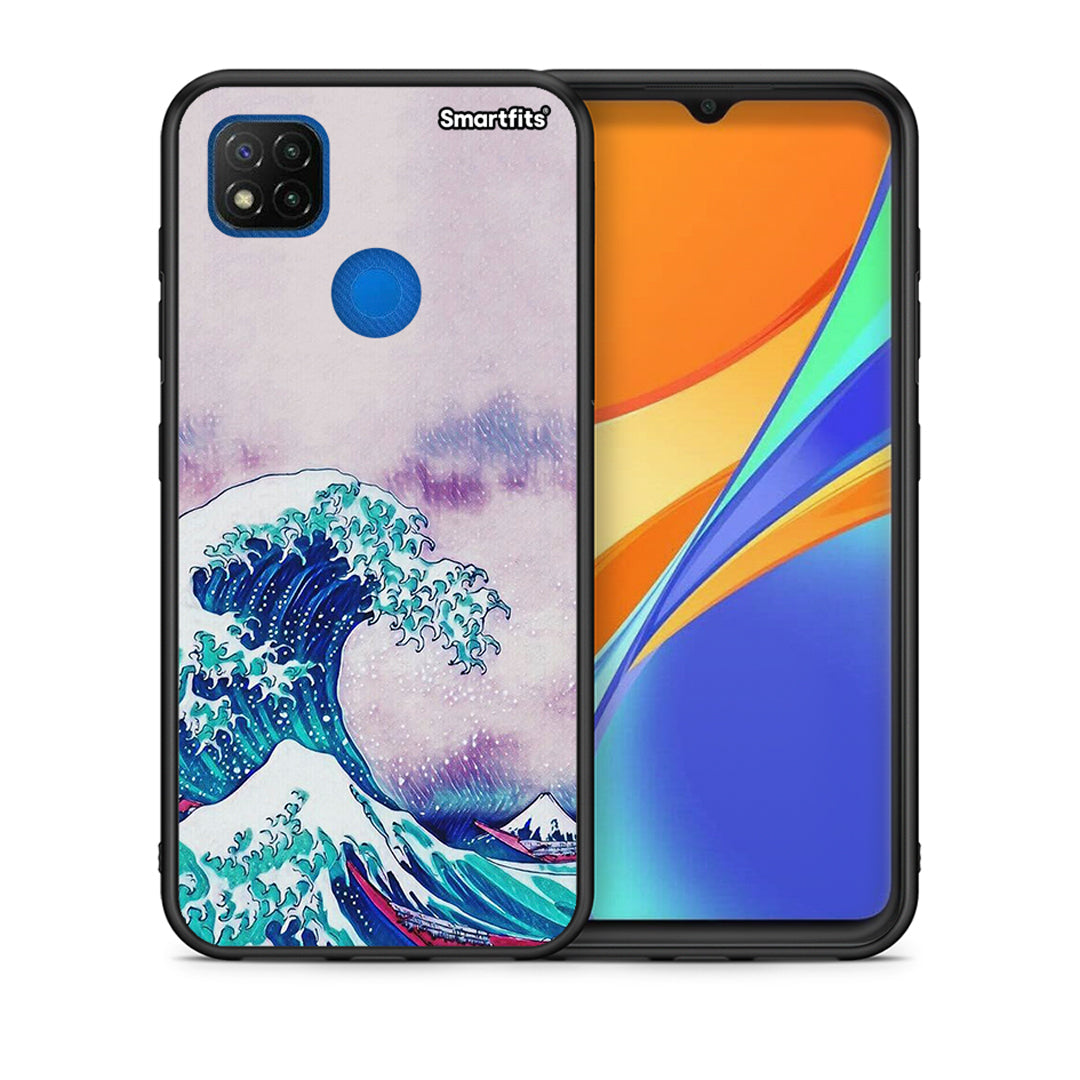 Θήκη Xiaomi Redmi 9C Blue Waves από τη Smartfits με σχέδιο στο πίσω μέρος και μαύρο περίβλημα | Xiaomi Redmi 9C Blue Waves case with colorful back and black bezels