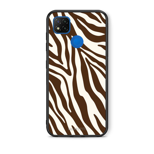 Θήκη Xiaomi Redmi 9C Brown and Cream Zebra Stripes από τη Smartfits με σχέδιο στο πίσω μέρος και μαύρο περίβλημα | Xiaomi Redmi 9C Brown and Cream Zebra Stripes case with colorful back and black bezels