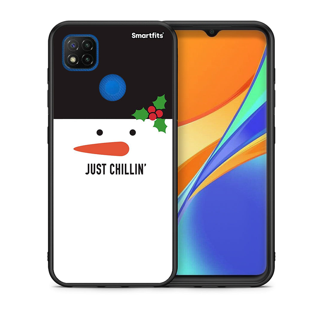 Θήκη Xiaomi Redmi 9C Christmas Chillin από τη Smartfits με σχέδιο στο πίσω μέρος και μαύρο περίβλημα | Xiaomi Redmi 9C Christmas Chillin case with colorful back and black bezels