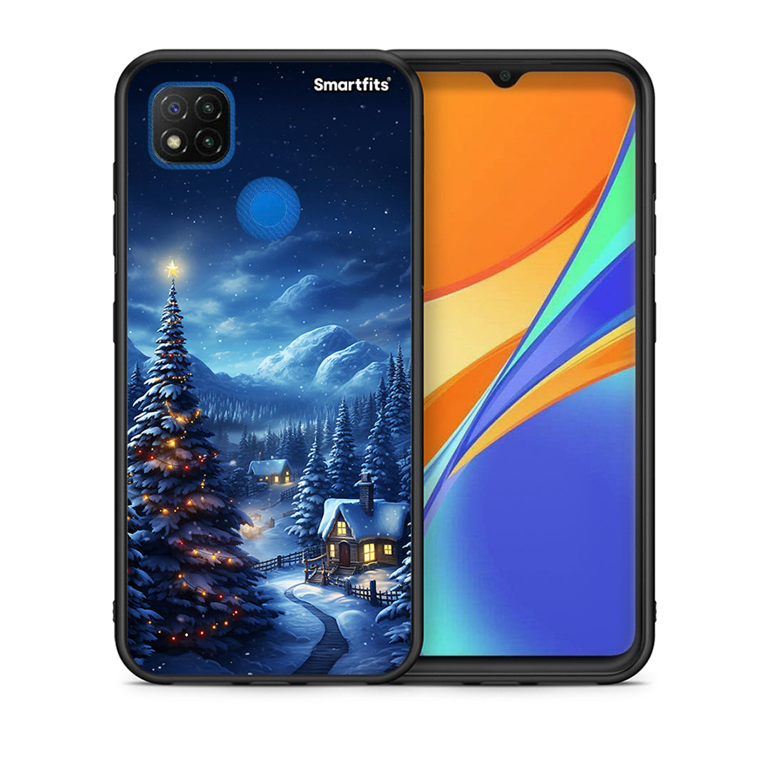 Θήκη Xiaomi Redmi 9C Christmas Scenery από τη Smartfits με σχέδιο στο πίσω μέρος και μαύρο περίβλημα | Xiaomi Redmi 9C Christmas Scenery case with colorful back and black bezels