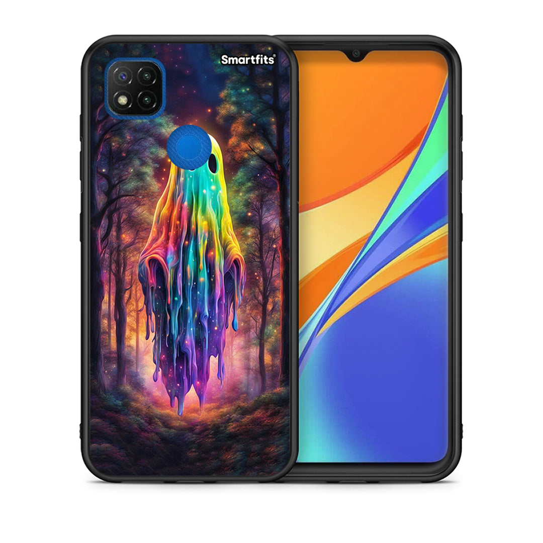 Θήκη Xiaomi Redmi 9C Halloween Ghost από τη Smartfits με σχέδιο στο πίσω μέρος και μαύρο περίβλημα | Xiaomi Redmi 9C Halloween Ghost case with colorful back and black bezels