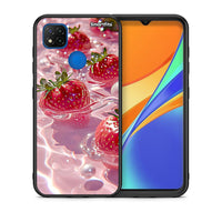 Thumbnail for Θήκη Xiaomi Redmi 9C Juicy Strawberries από τη Smartfits με σχέδιο στο πίσω μέρος και μαύρο περίβλημα | Xiaomi Redmi 9C Juicy Strawberries case with colorful back and black bezels