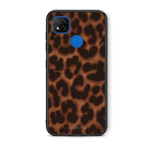 Θήκη Xiaomi Redmi 9C Leopard Print Dark Brown από τη Smartfits με σχέδιο στο πίσω μέρος και μαύρο περίβλημα | Xiaomi Redmi 9C Leopard Print Dark Brown case with colorful back and black bezels