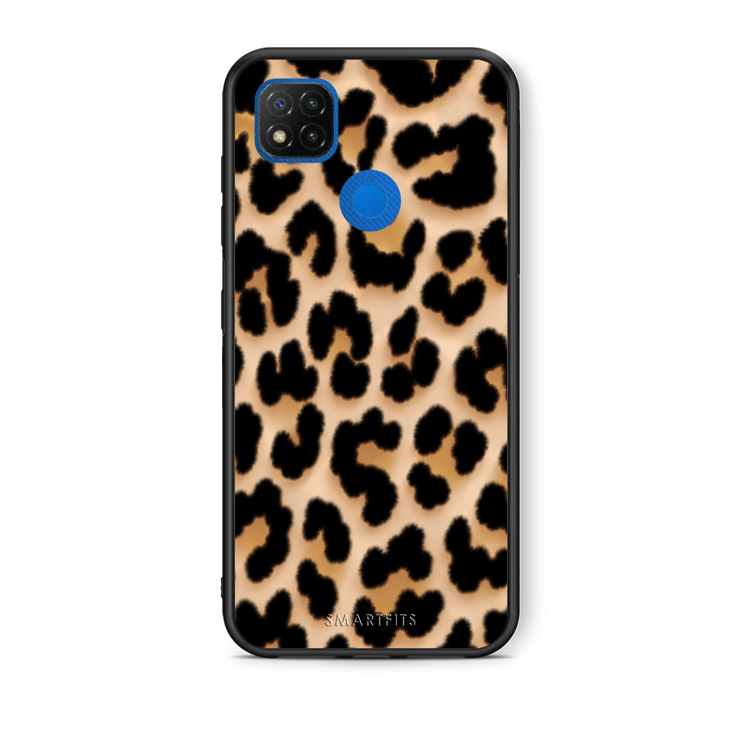 Θήκη Xiaomi Redmi 9C Leopard Print Tan Large από τη Smartfits με σχέδιο στο πίσω μέρος και μαύρο περίβλημα | Xiaomi Redmi 9C Leopard Print Tan Large case with colorful back and black bezels
